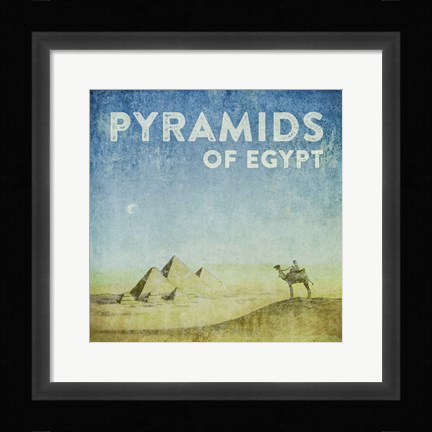 Framed Vintage Pyramids of Giza with Camels, Egypt, Africa Print