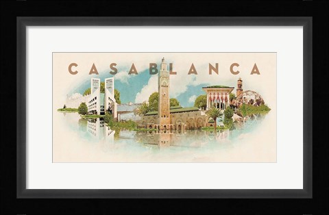Framed Vintage Casablanca, Morocco, Africa Print