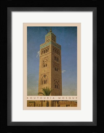 Framed Vintage Koutoubia Mosque, Marrakesh, Morocco, Africa Print