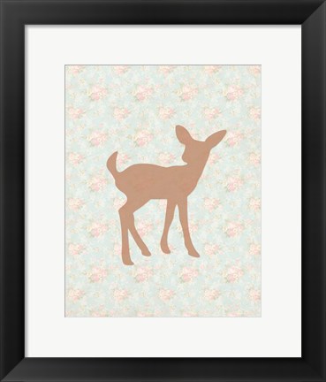 Framed Fawn on Floral Print