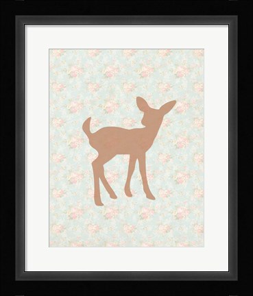 Framed Fawn on Floral Print