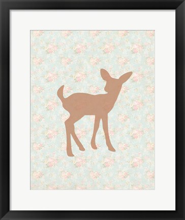 Framed Fawn on Floral Print