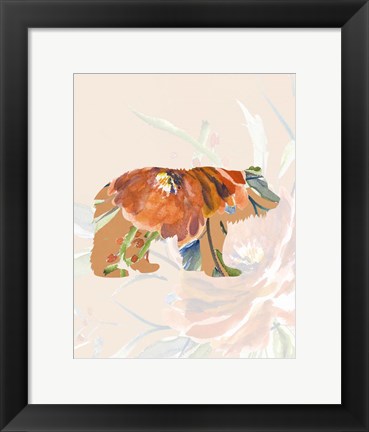 Framed Orange Floral Bear Print