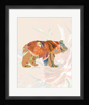 Framed Orange Floral Bear Print