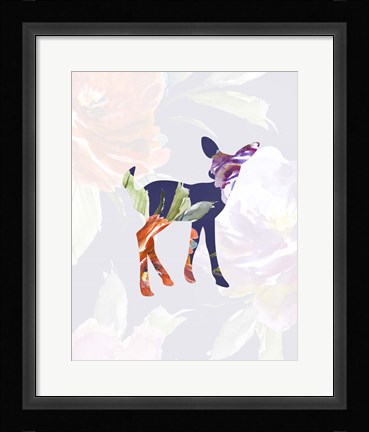 Framed Purple Floral Fawn Print
