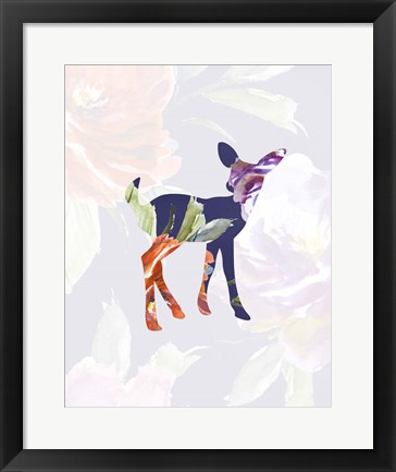 Framed Purple Floral Fawn Print