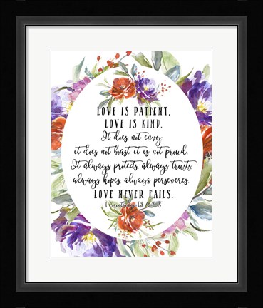 Framed 1 Corinthians 13 4, 7-8 Print