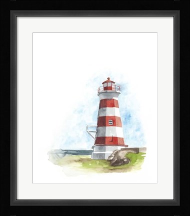Framed Watercolor Lighthouse I Print