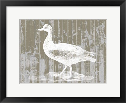 Framed Woodgrain Fowl II Print
