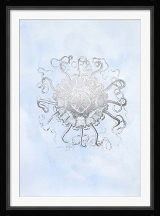Framed Silver Foil Ocean Gems II on Blue Wash Print