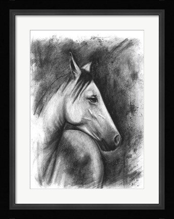 Framed Charcoal Equestrian Portrait I Print