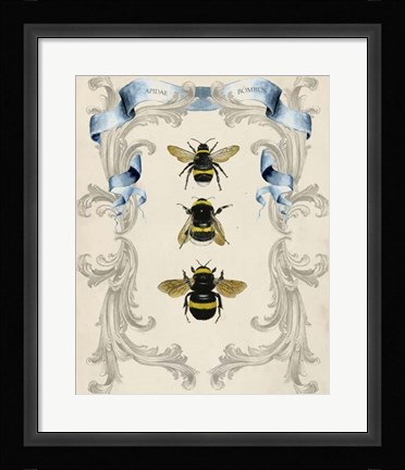 Framed Bees &amp; Filigree I Print