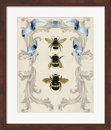 Framed Bees &amp; Filigree I Print