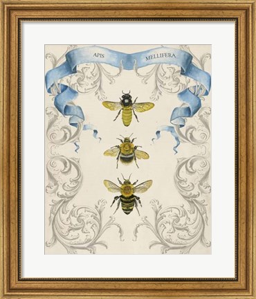 Framed Bees &amp; Filigree II Print