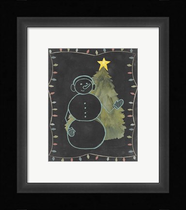 Framed Chalkboard Snowman II Print