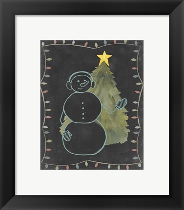 Framed Chalkboard Snowman II Print