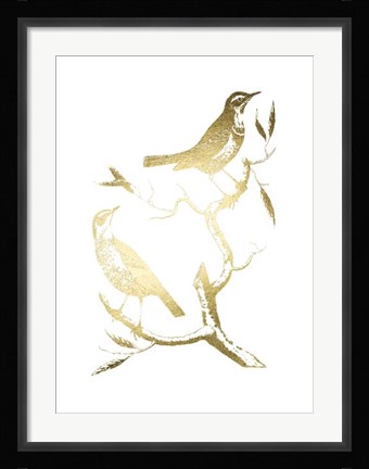 Framed Gold Foil Birds I Print