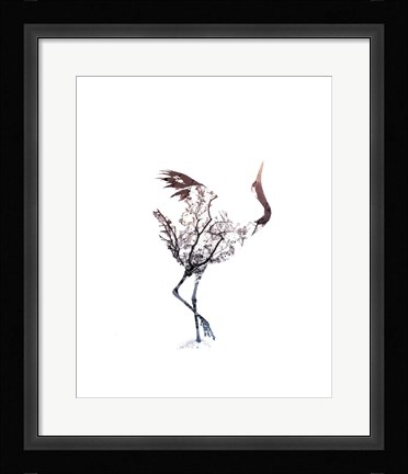 Framed Red Crowned Crane Pair, Part I Inverted Print