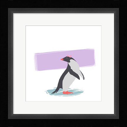 Framed Minimalist Penguin, Girls Part I Print