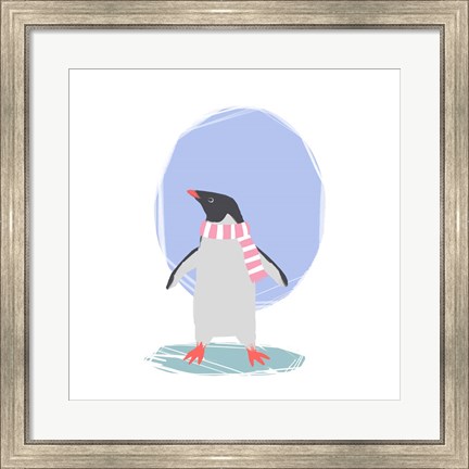Framed Minimalist Penguin, Girls Part II Print
