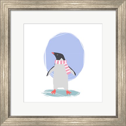 Framed Minimalist Penguin, Girls Part II Print