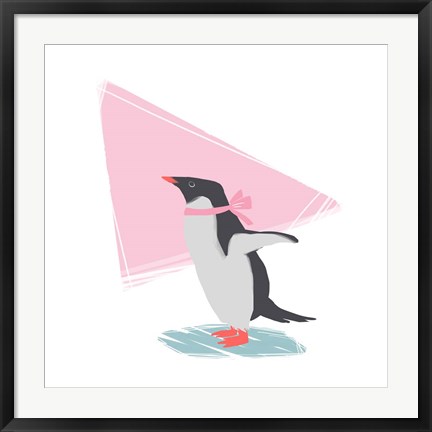 Framed Minimalist Penguin, Girls Part III Print