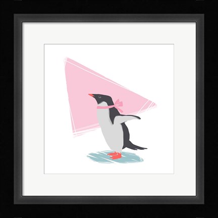 Framed Minimalist Penguin, Girls Part III Print