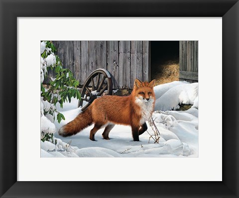 Framed Fox and Barn Print