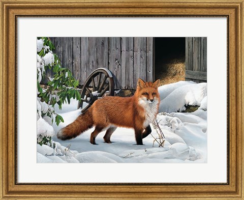 Framed Fox and Barn Print