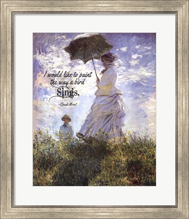 Framed Monet Quote Madame Monet and Her Son Print