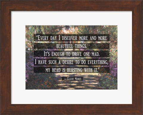 Framed Monet Quote Garden at Giverny Print