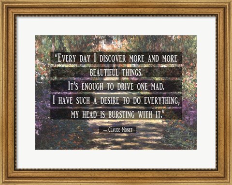 Framed Monet Quote Garden at Giverny Print