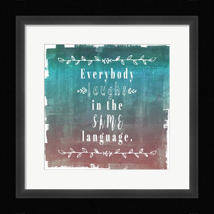 Framed Ombre Everybody Laughs Teal Print