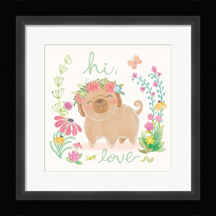 Framed Garden Friends White V Print