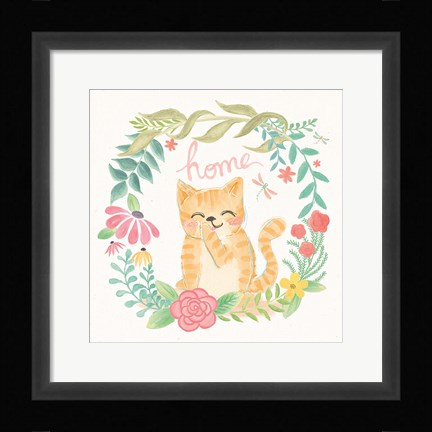 Framed Garden Friends White III Print