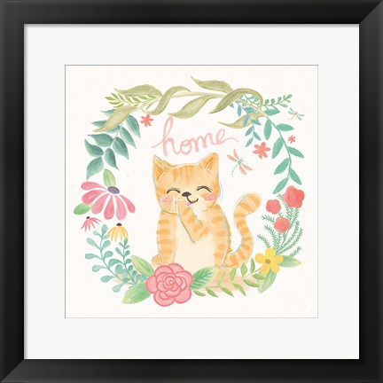 Framed Garden Friends White III Print