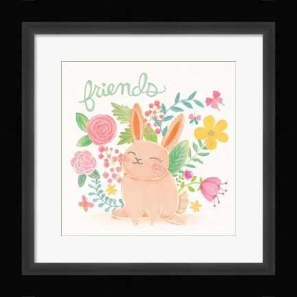 Framed Garden Friends White II Print