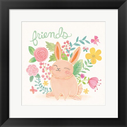 Framed Garden Friends White II Print