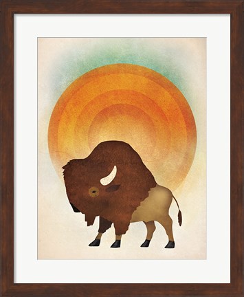 Framed Blazing Sun Bison Print