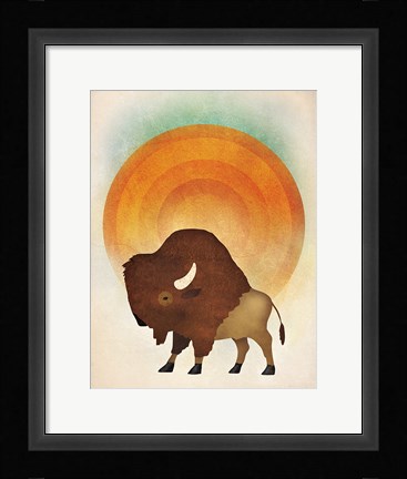 Framed Blazing Sun Bison Print