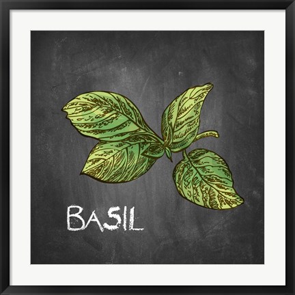 Framed Basil on Chalkboard Print
