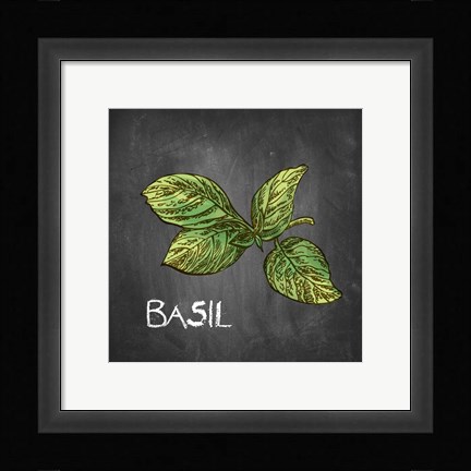 Framed Basil on Chalkboard Print