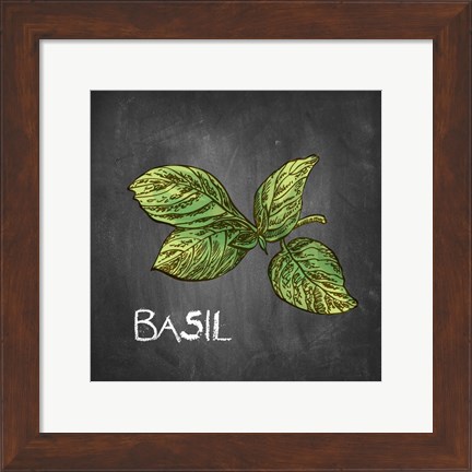 Framed Basil on Chalkboard Print