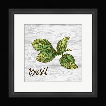 Framed Basil on Wood Print