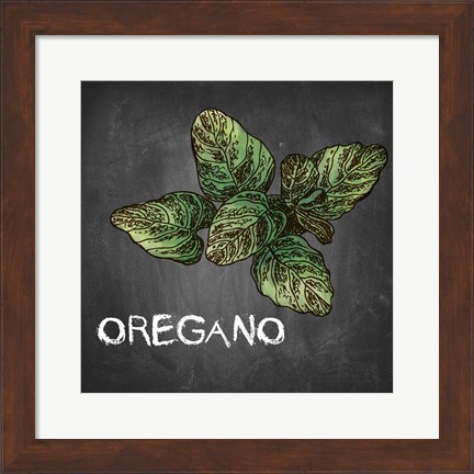 Framed Oregano on Chalkboard Print