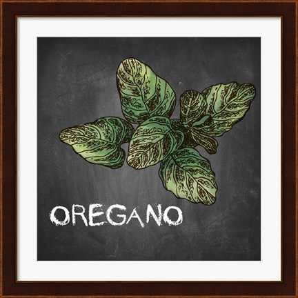 Framed Oregano on Chalkboard Print