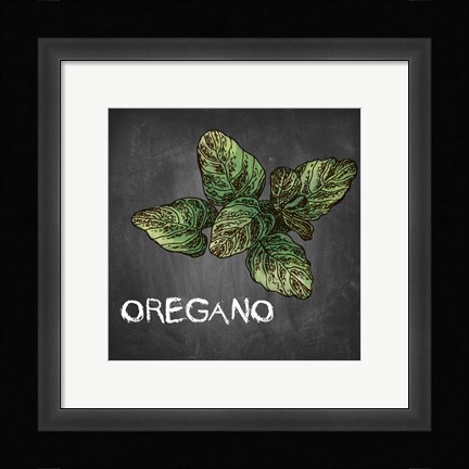 Framed Oregano on Chalkboard Print