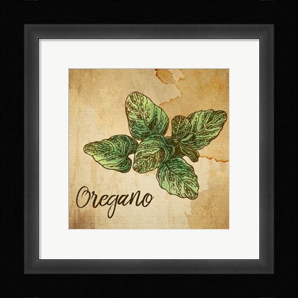 Framed Oregano on Burlap Print