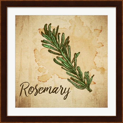 Framed Rosemary on Burlap Print