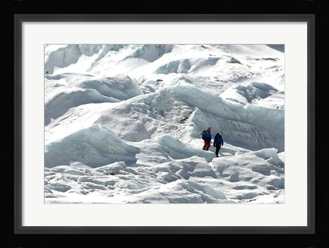 Framed Climbers Return to Base Camp from Khumbu Icefall climbing, Mt Everest Print